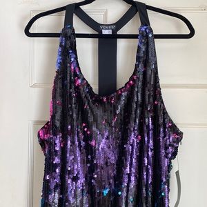 Venus sequined  (black pink blue) backless dress. Size 2X